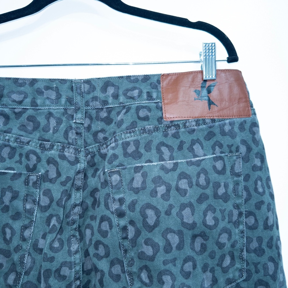 One Teaspoon Green Leopard Print Bandit Night Straight Jeans Size 32 - Picture 8 of 9